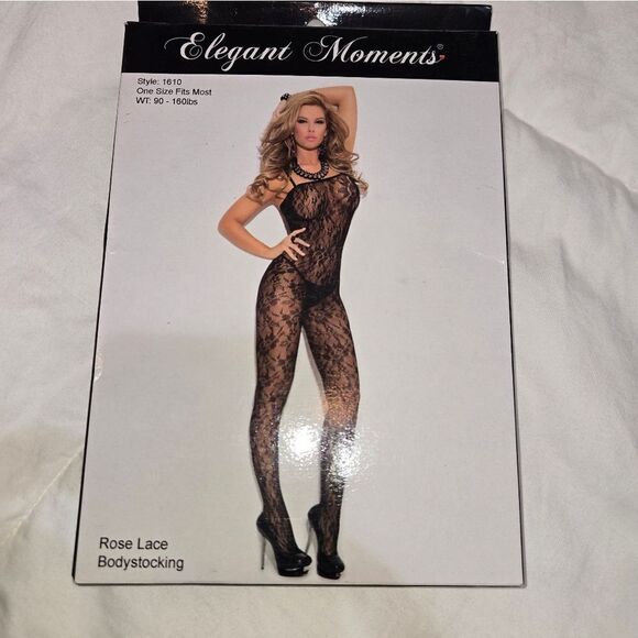 Elegant Moments Black Chemise with Sheer Lace and Floral Design - Picture 4 of 9